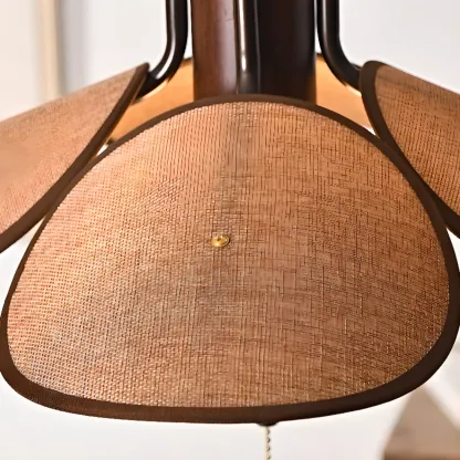 Vintage Blossom Elegant Brown Fabric LED Pendant Light Fixture 	 Image - 11
