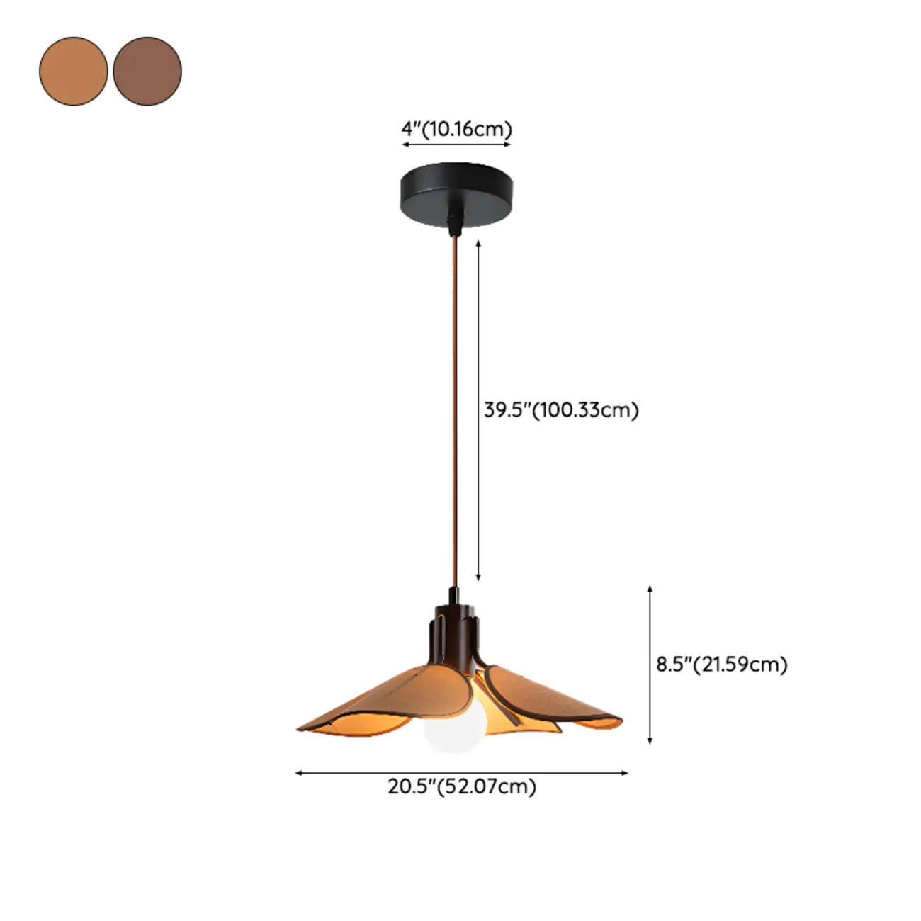 Vintage Blossom Elegant Brown Fabric LED Pendant Light Fixture 	 #size | homeyfad