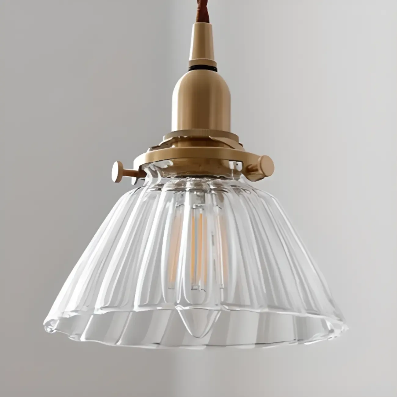 Minimalist Tapered Clear Glass Brass Pendant Light  Image - 2