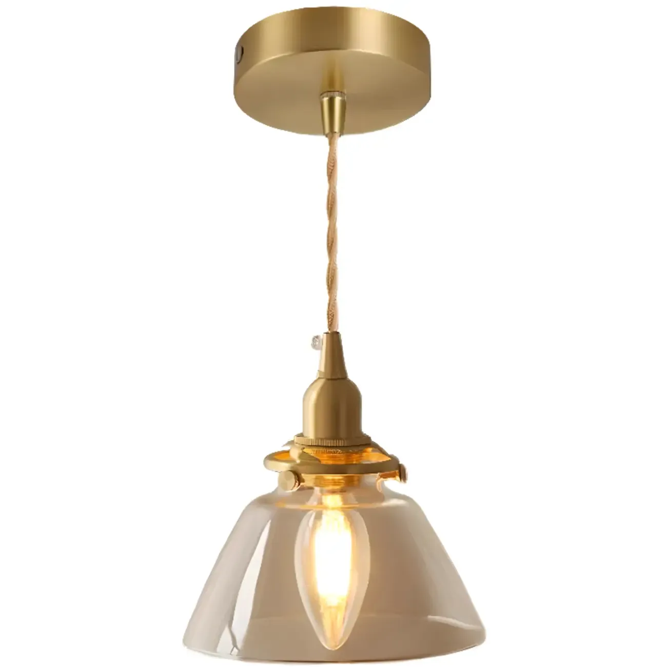 Minimalist Tapered Clear Glass Brass Pendant Light  Image - 5