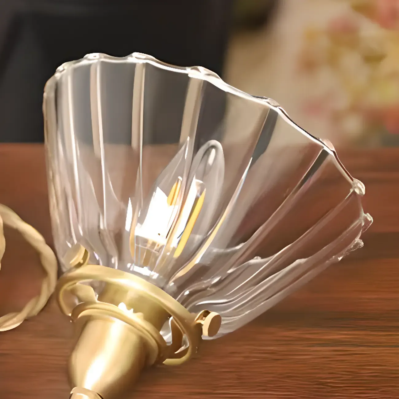 Minimalist Tapered Clear Glass Brass Pendant Light  Image - 6