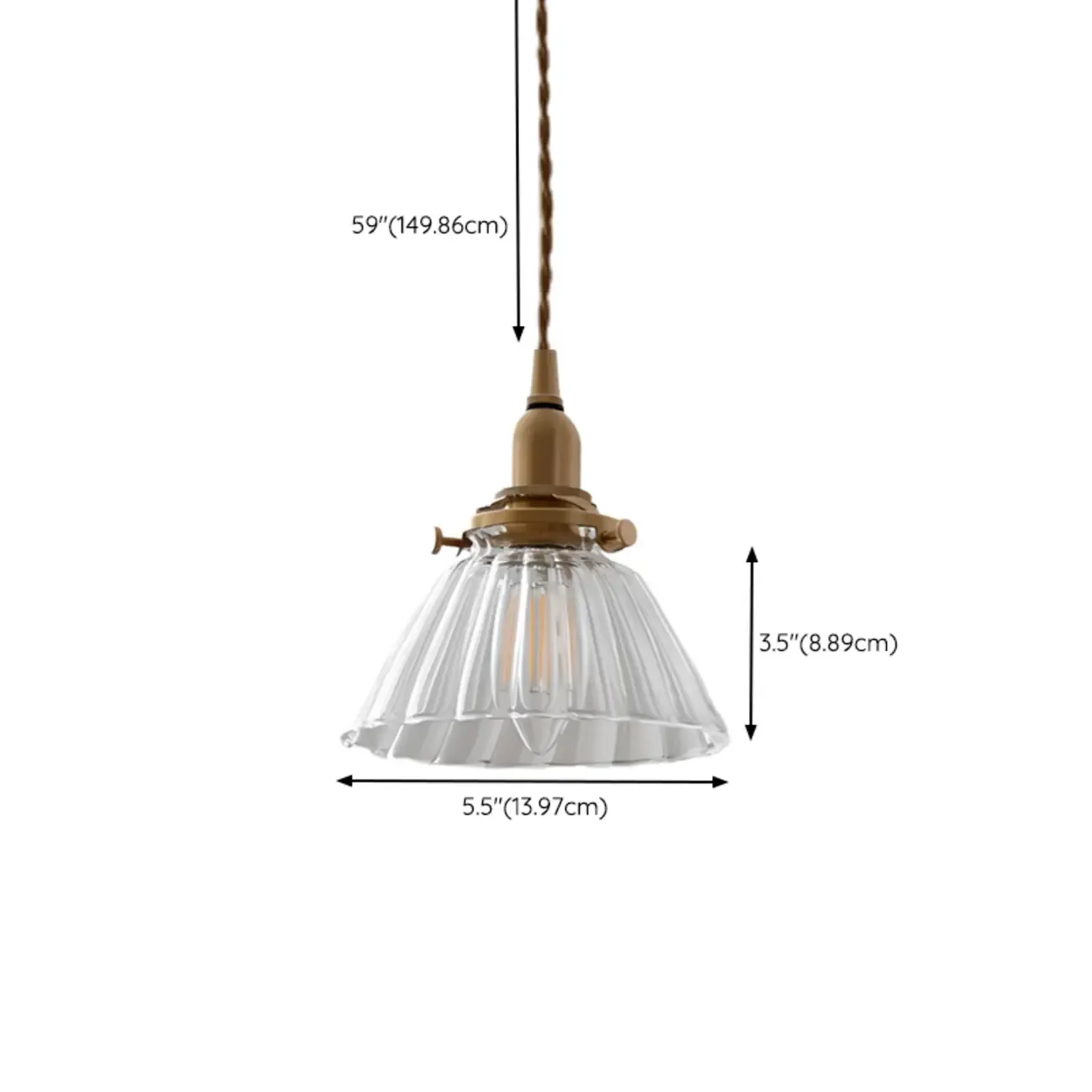 Minimalist Tapered Clear Glass Brass Pendant Light  Image - 9