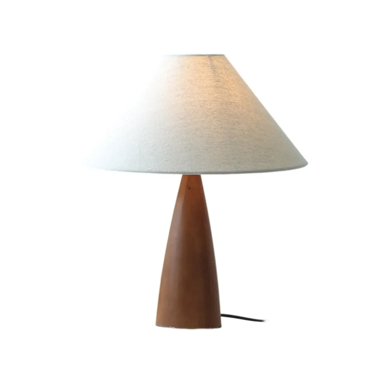 Wooden Modern Walnut LED Table Lamp with Fabric Shade Image - 5 | homeyfad