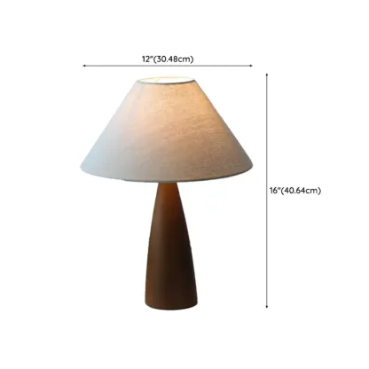 Wooden Modern Walnut LED Table Lamp with Fabric Shade #size