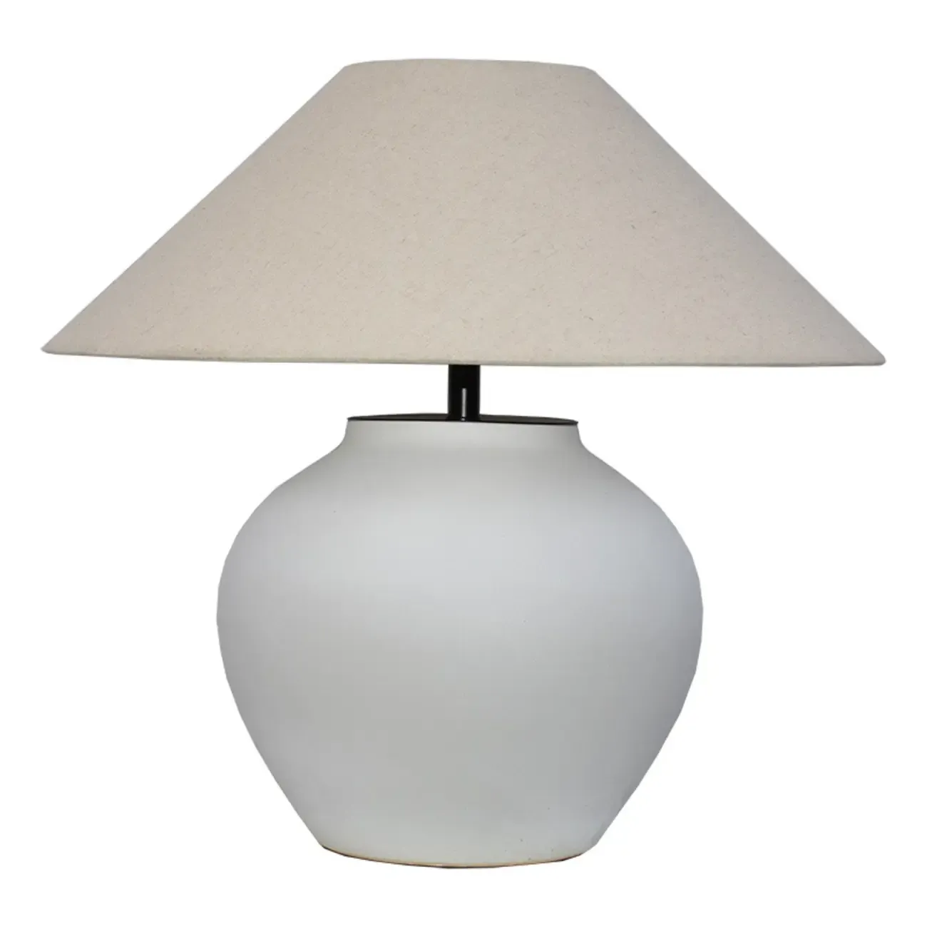Simple Modern Ceramic Yellow LED Table Lamp in Fabric Shade  Image - 6