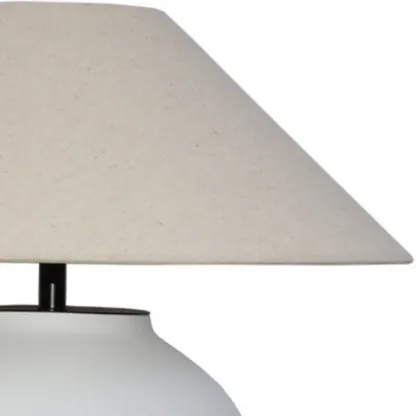 Simple Modern Ceramic Yellow LED Table Lamp in Fabric Shade  Image - 8