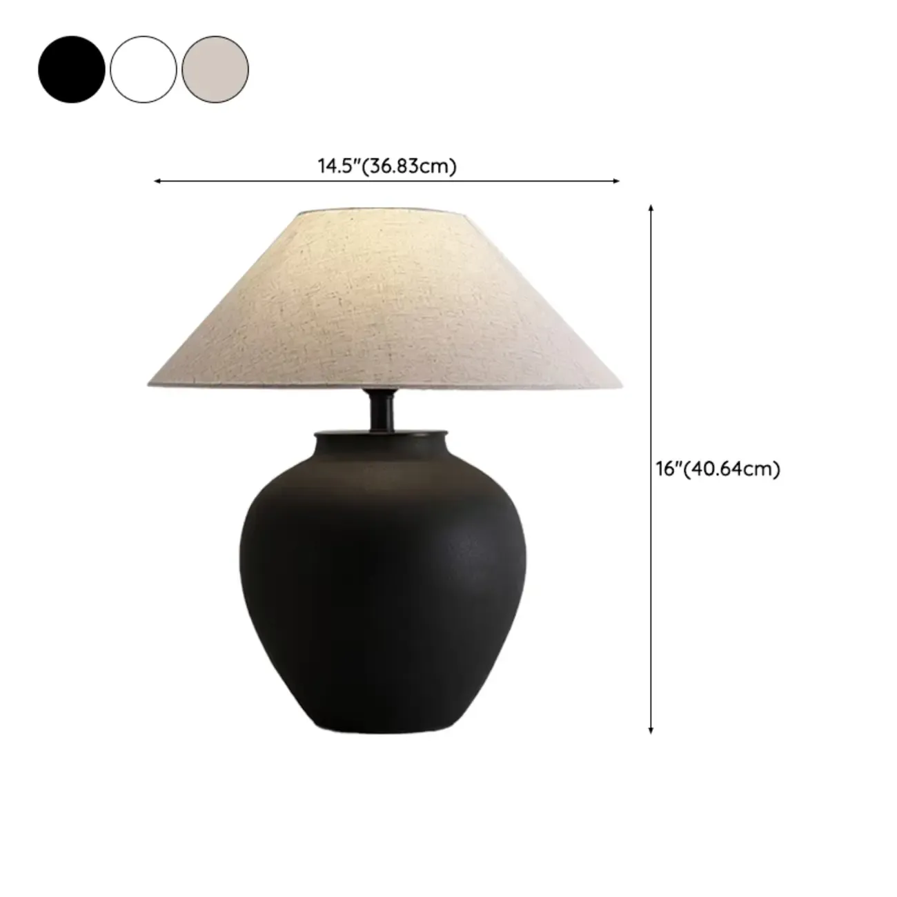 Simple Modern Ceramic Yellow LED Table Lamp in Fabric Shade  Image - 11