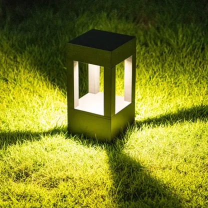 Metal Black Rectangle Frame Patio Post Cap Light Image - 1