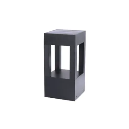 Metal Black Rectangle Frame Patio Post Cap Light Image - 4