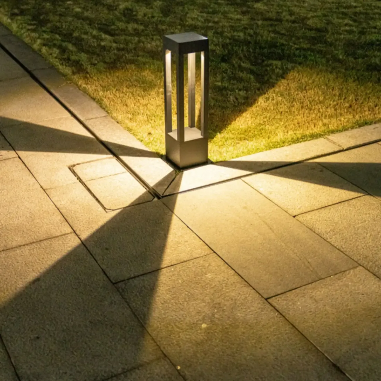 Metal Black Rectangle Frame Patio Post Cap Light Image - 2