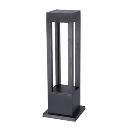 Metal Black Rectangle Frame Patio Post Cap Light Image - 6