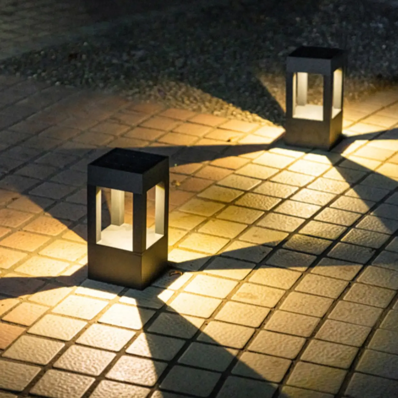 Metal Black Rectangle Frame Patio Post Cap Light Image - 3 | homeyfad