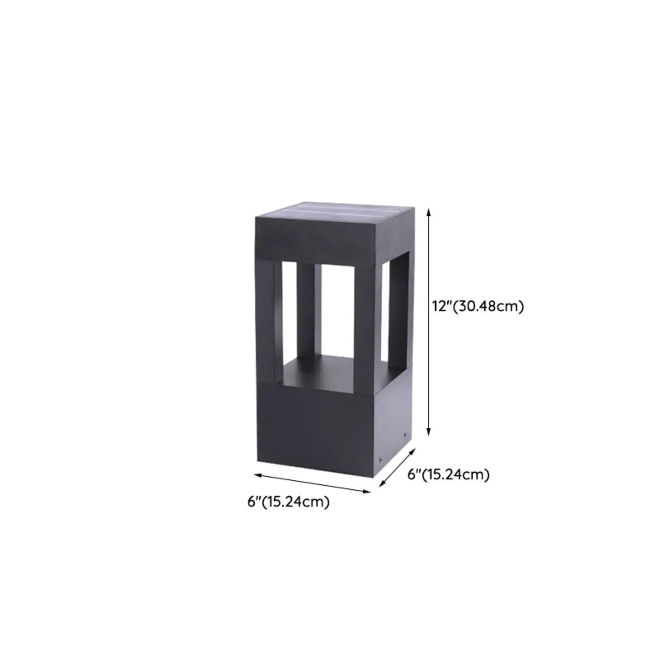 Metal Black Rectangle Frame Patio Post Cap Light #size