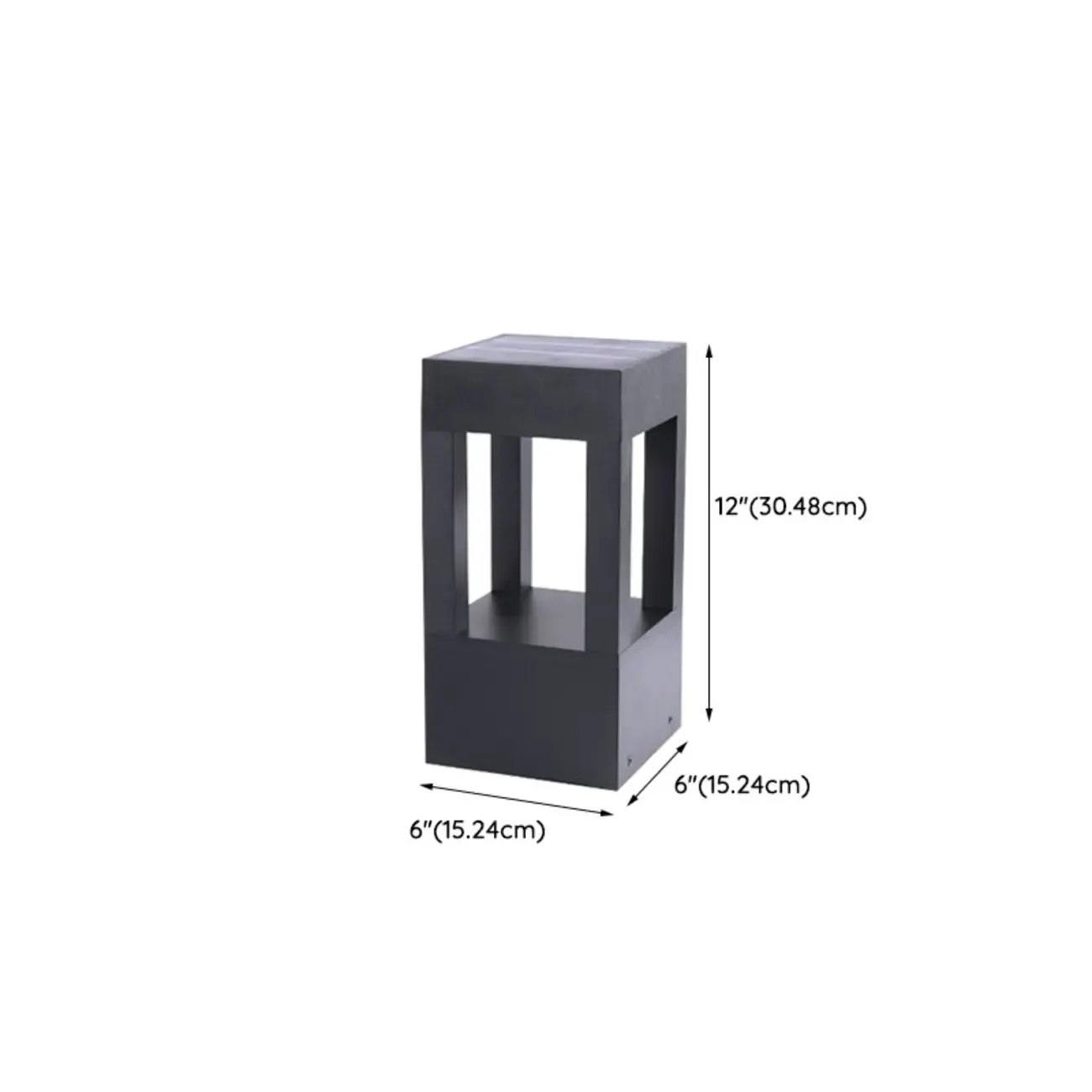Metal Black Rectangle Frame Patio Post Cap Light #size