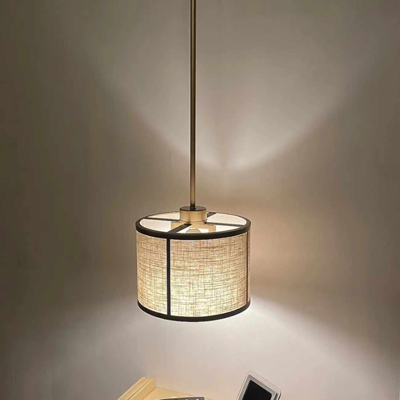 Downrods Elegant Ivory Cylinder Ceiling Light Indoor Hanging Image - 1 | homeyfad