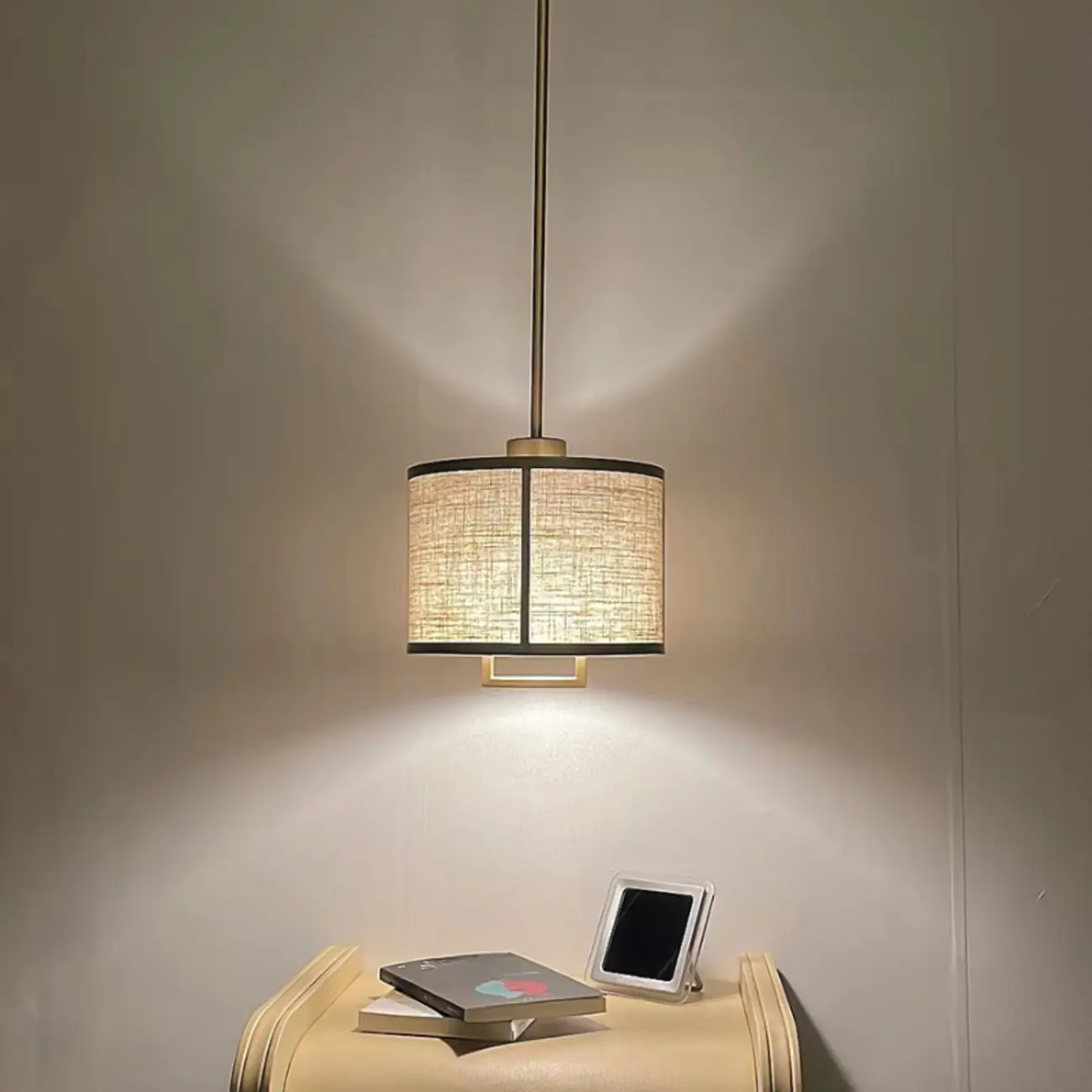 Downrods Elegant Ivory Cylinder Ceiling Light Indoor Hanging Image - 2 | homeyfad