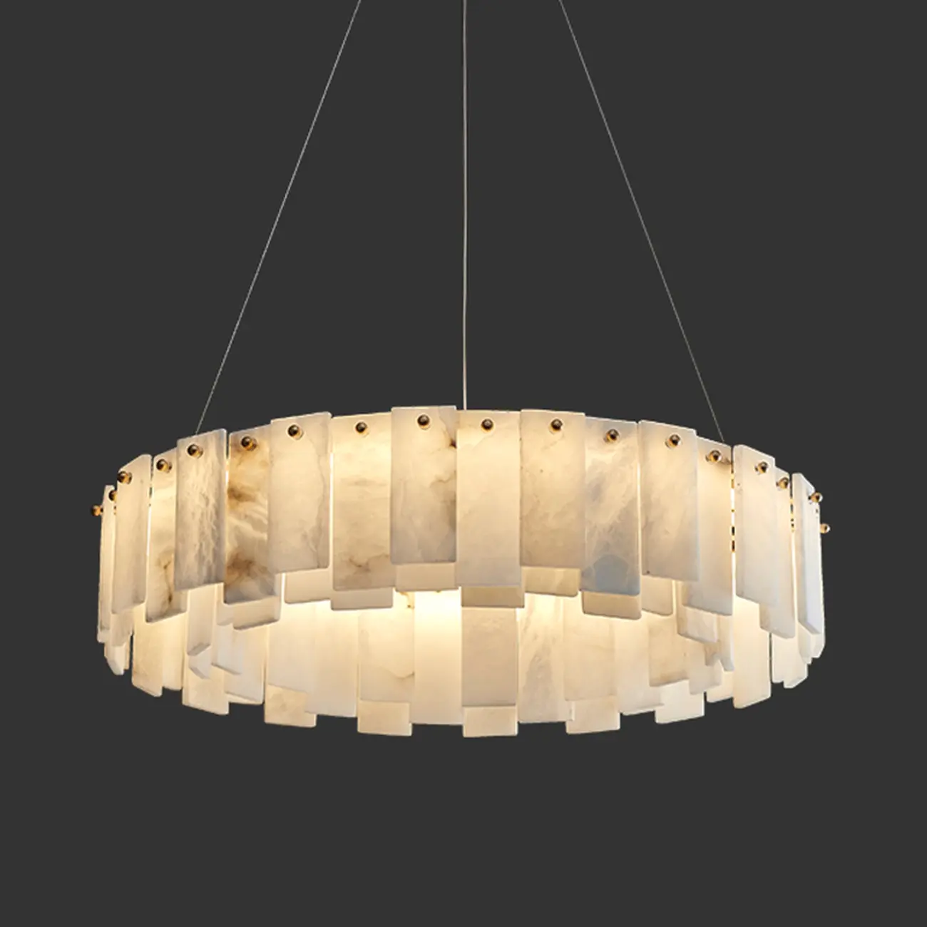 Glamorous Gray-white Circular Alabaster Pendant Chandelier Image - 10 | homeyfad