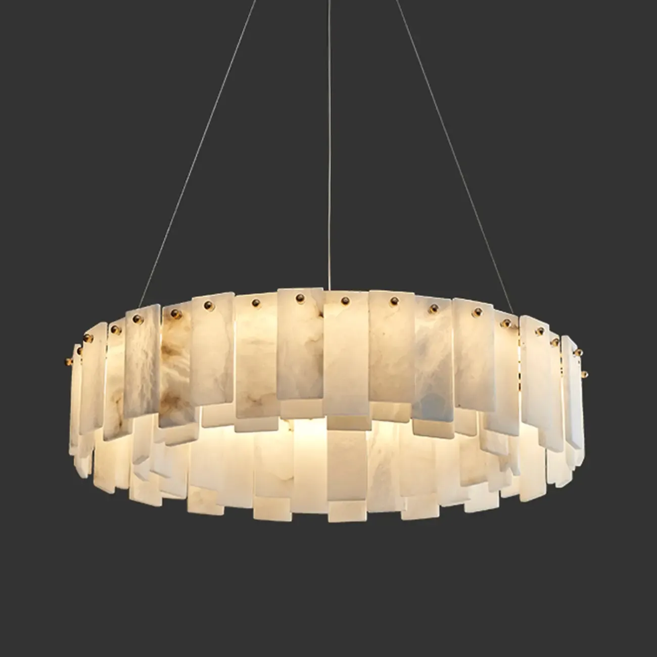 Glamorous Gray-white Circular Alabaster Pendant Chandelier Image - 10