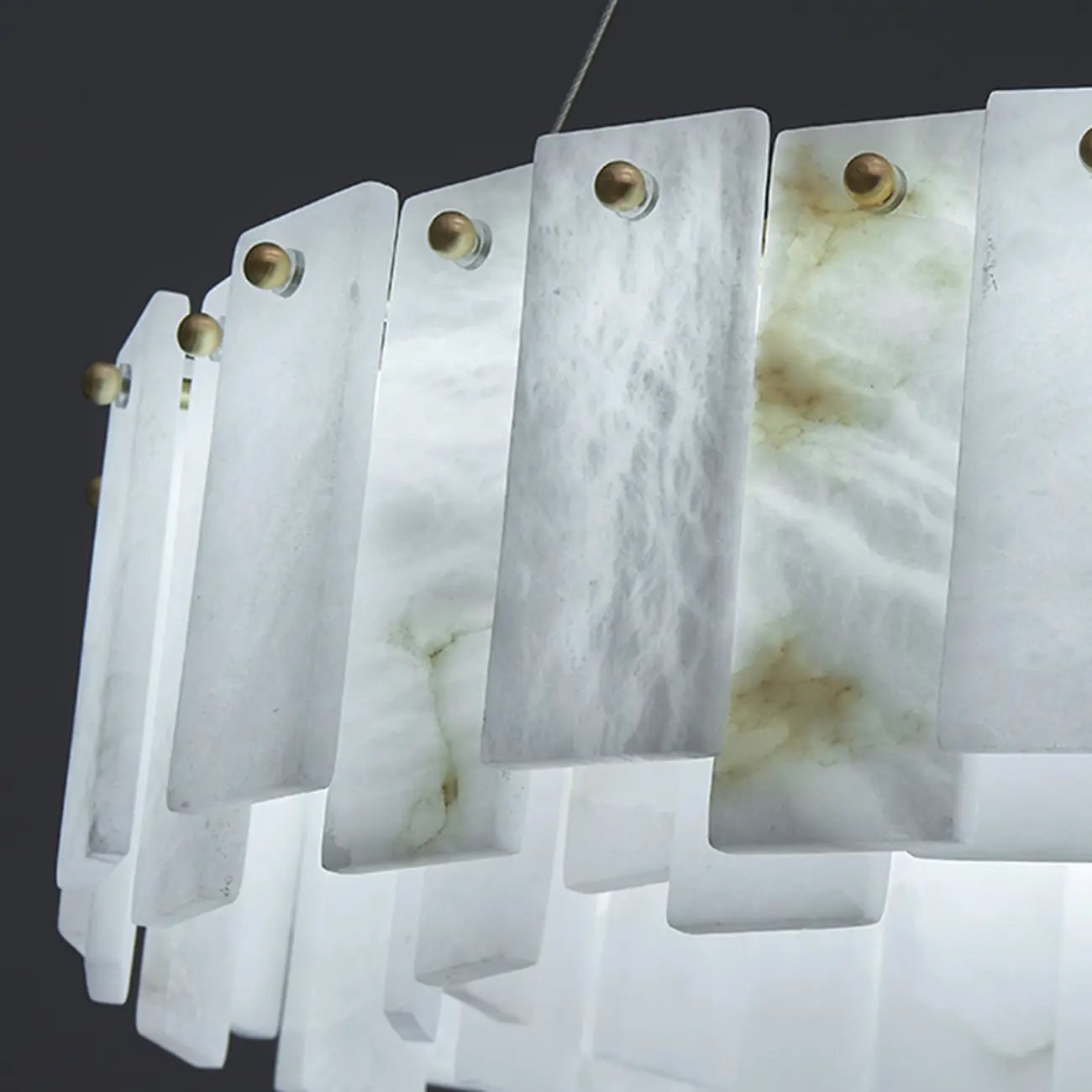 Glamorous Gray-white Circular Alabaster Pendant Chandelier Image - 9 | homeyfad