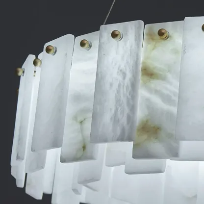 Glamorous Gray-white Circular Alabaster Pendant Chandelier Image - 9