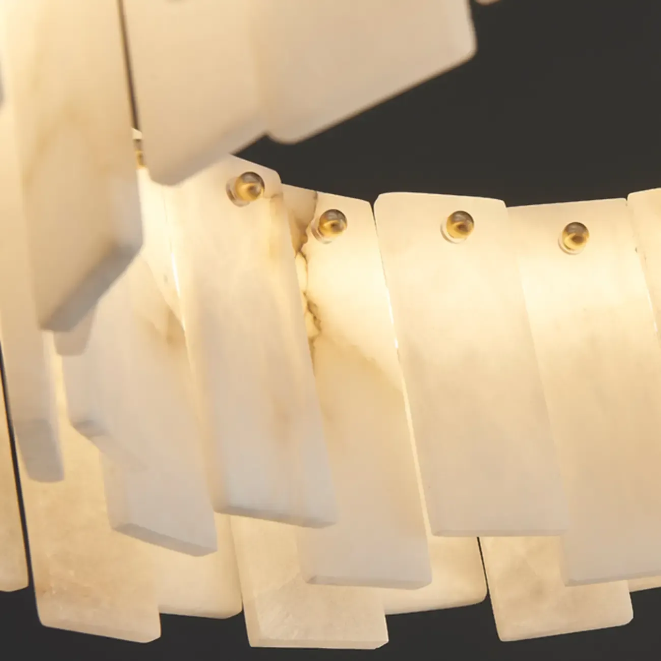 Glamorous Gray-white Circular Alabaster Pendant Chandelier Image - 11