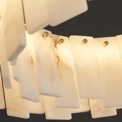 Glamorous Gray-white Circular Alabaster Pendant Chandelier Image - 11