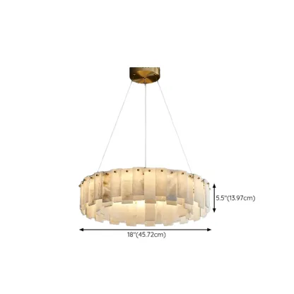 Glamorous Gray-white Circular Alabaster Pendant Chandelier #size
