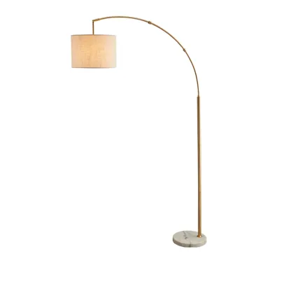 Modern Arc Floor Lamp with Metal Stand & Fabric Shade Image - 5