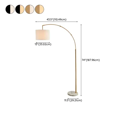 Modern Arc Floor Lamp with Metal Stand & Fabric Shade #size