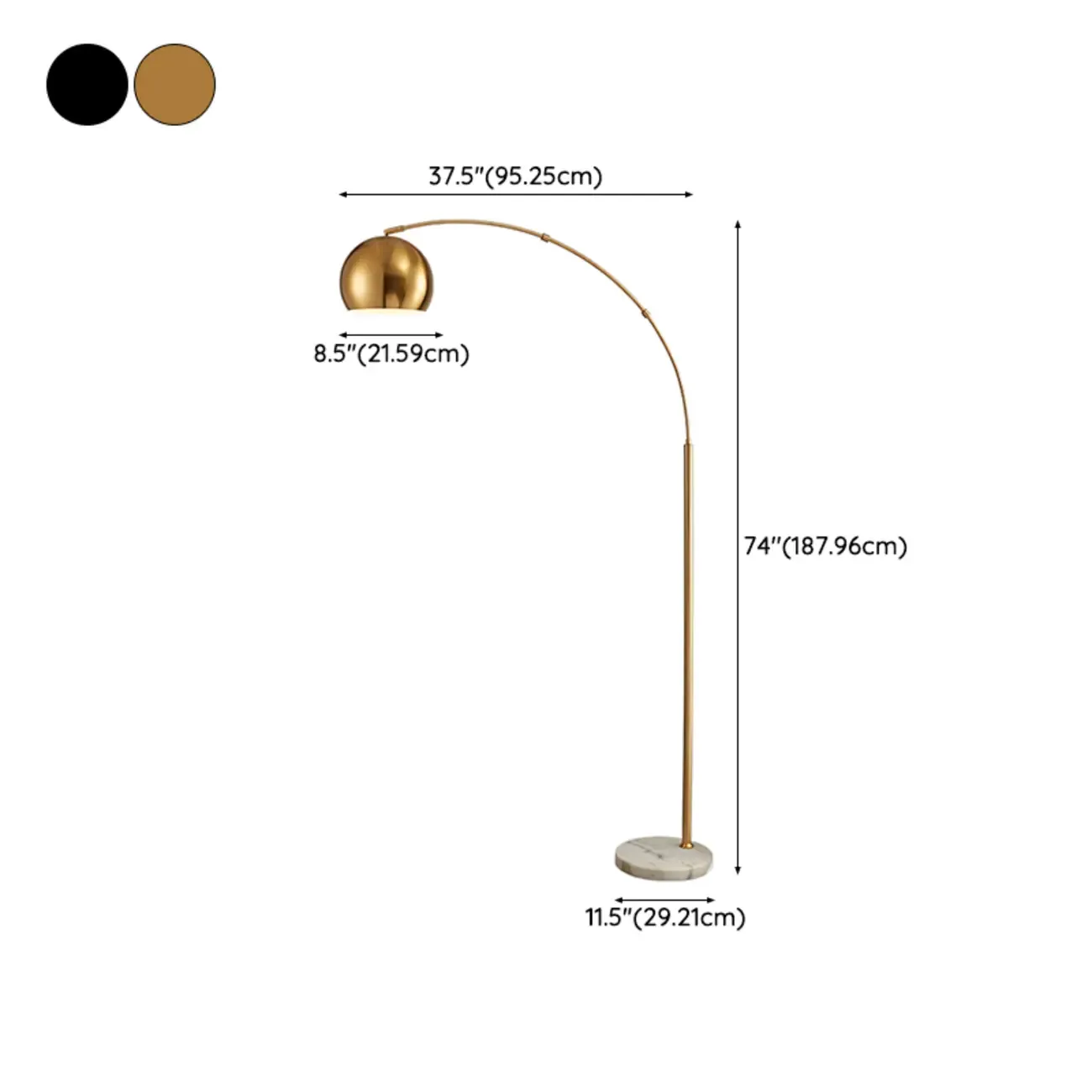 Modern Arc Floor Lamp with Metal Stand & Fabric Shade Image - 17