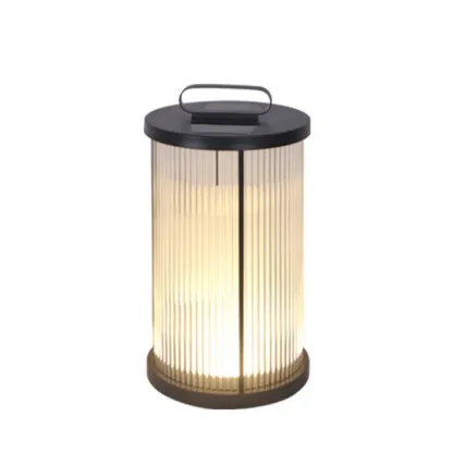 Vertical Grain Clear Glass Cylinder Post Cap Light Image - 8