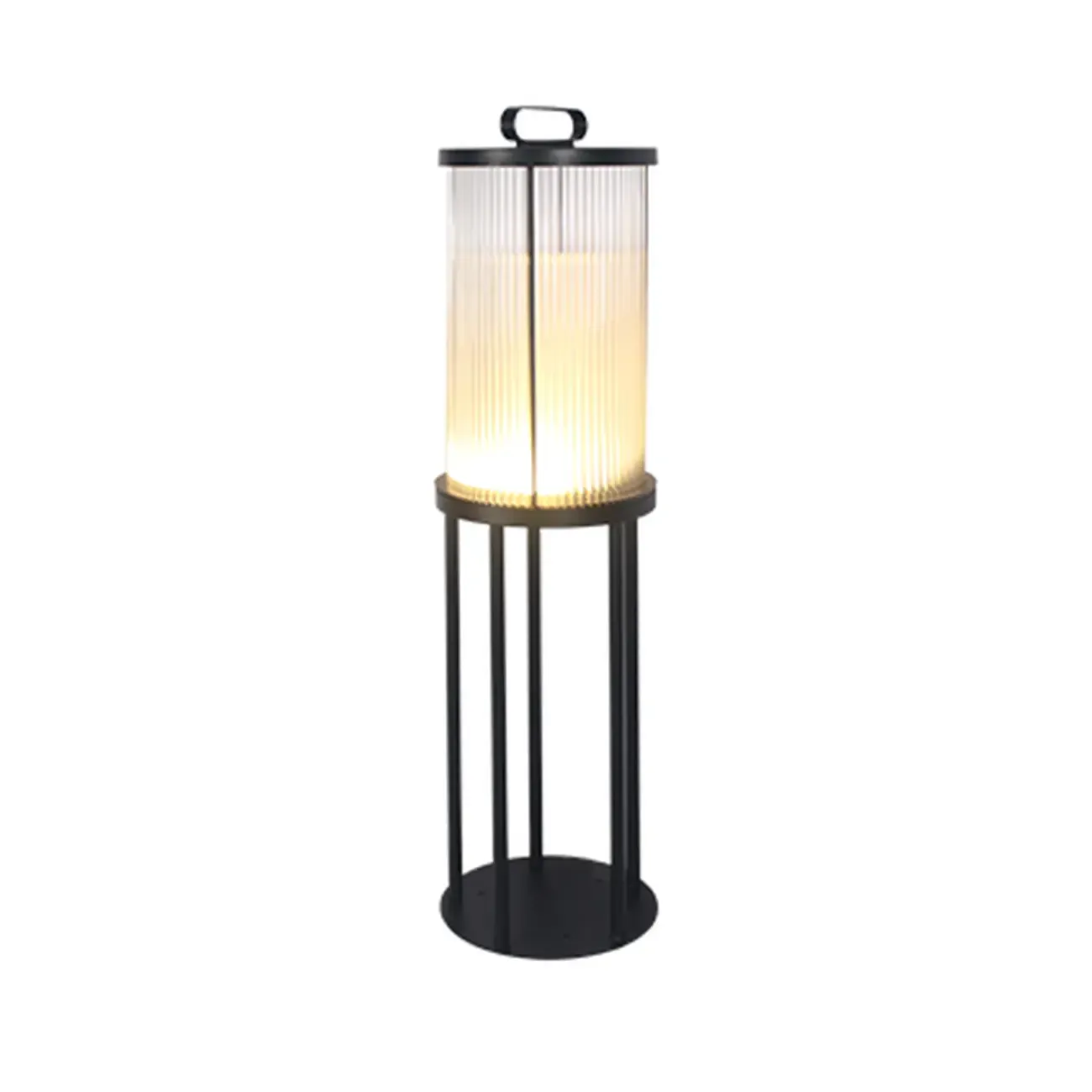 Vertical Grain Clear Glass Cylinder Post Cap Light Image - 10