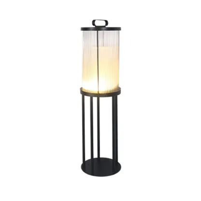 Vertical Grain Clear Glass Cylinder Post Cap Light Image - 10