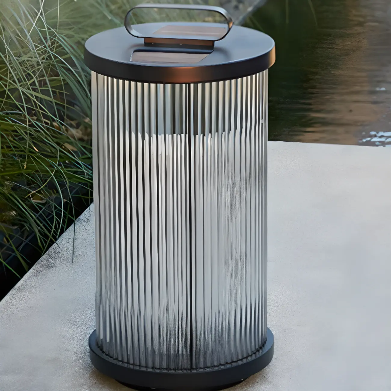 Vertical Grain Clear Glass Cylinder Post Cap Light Image - 5 | homeyfad