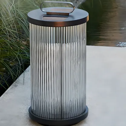 Vertical Grain Clear Glass Cylinder Post Cap Light Image - 5