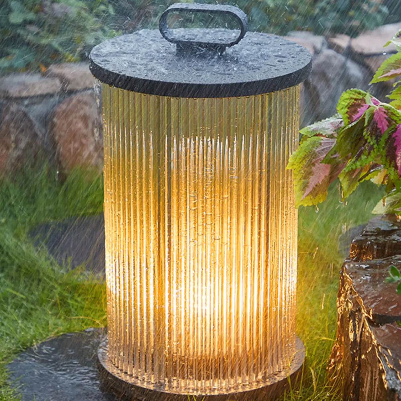 Vertical Grain Clear Glass Cylinder Post Cap Light Image - 6 | homeyfad