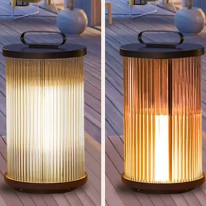 Vertical Grain Clear Glass Cylinder Post Cap Light Image - 7