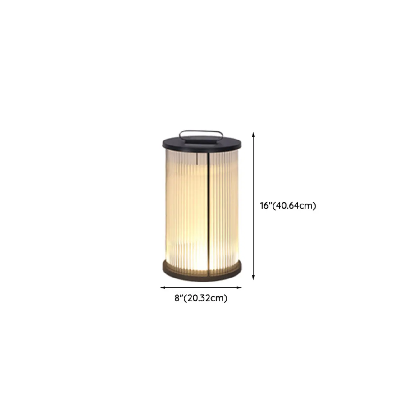 Vertical Grain Clear Glass Cylinder Post Cap Light #size