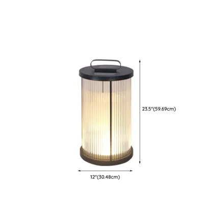 Vertical Grain Clear Glass Cylinder Post Cap Light Image - 15