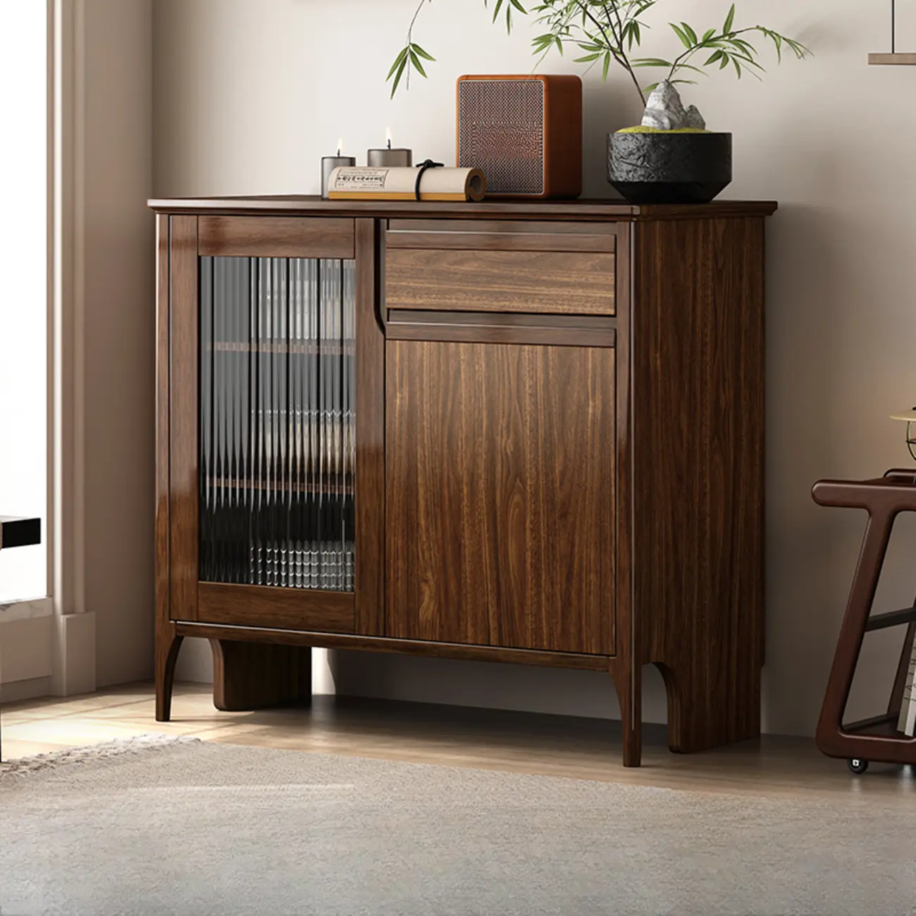 Traditional Freestanding Wooden China Display Cabinet for Living Room Image - 8 | homeyfad