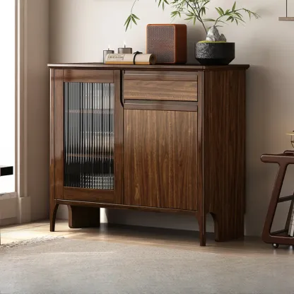 Traditional Freestanding Wooden China Display Cabinet for Living Room Image - 8