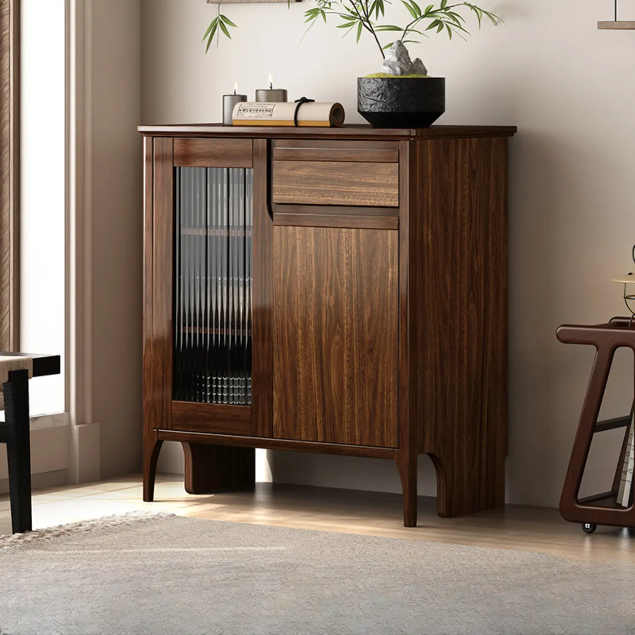 Traditional Freestanding Wooden China Display Cabinet for Living Room Image - 10 | homeyfad