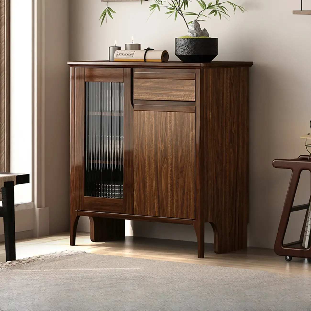 Traditional Freestanding Wooden China Display Cabinet for Living Room Image - 10