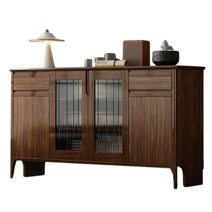 Traditional Freestanding Wooden China Display Cabinet for Living Room Image - 12