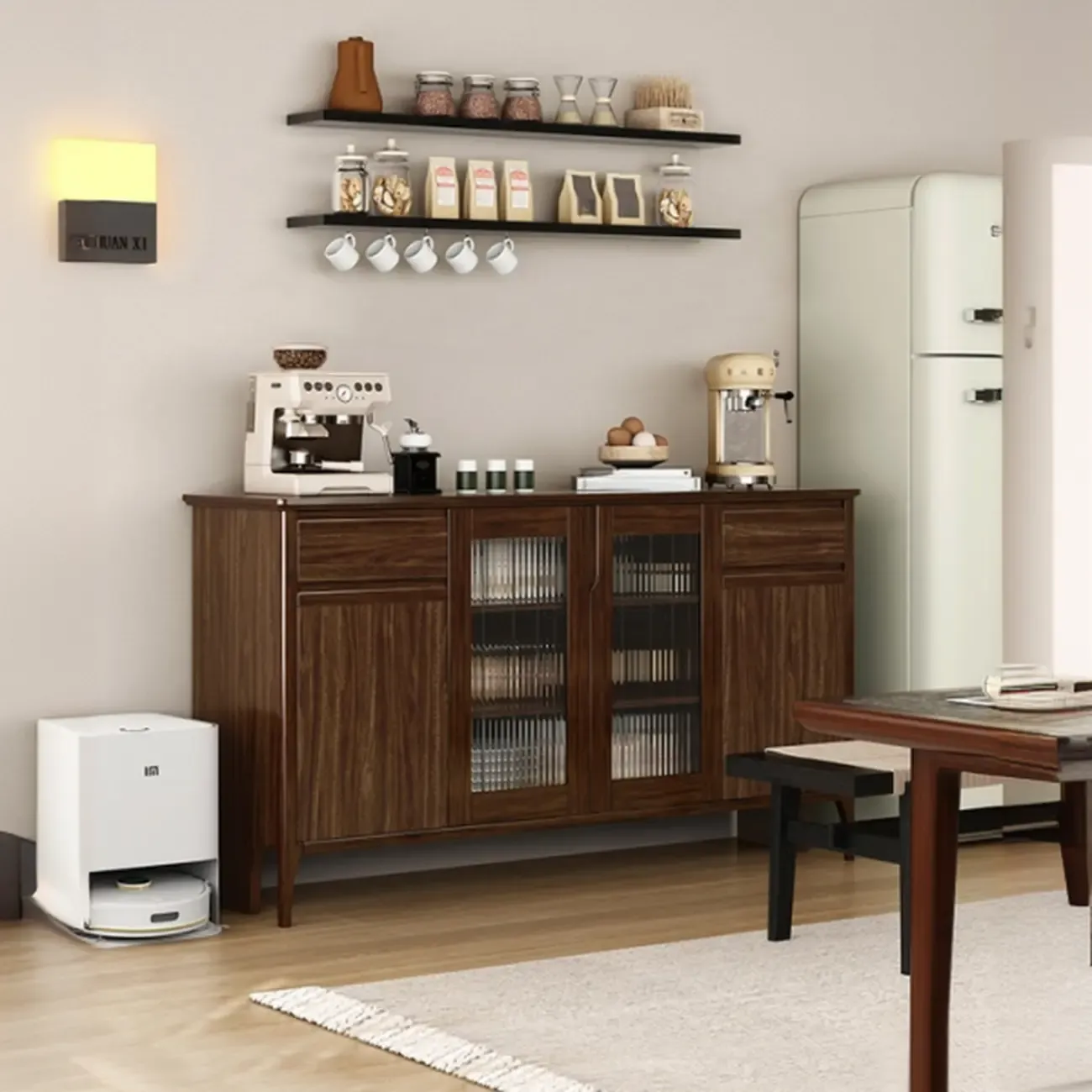 Traditional Freestanding Wooden China Display Cabinet for Living Room Image - 13