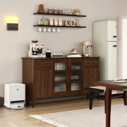 Traditional Freestanding Wooden China Display Cabinet for Living Room Image - 13