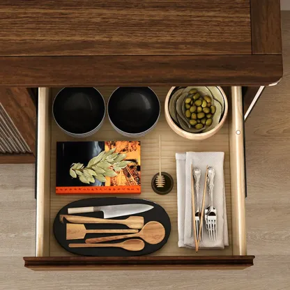 Traditional Freestanding Wooden China Display Cabinet for Living Room Image - 15