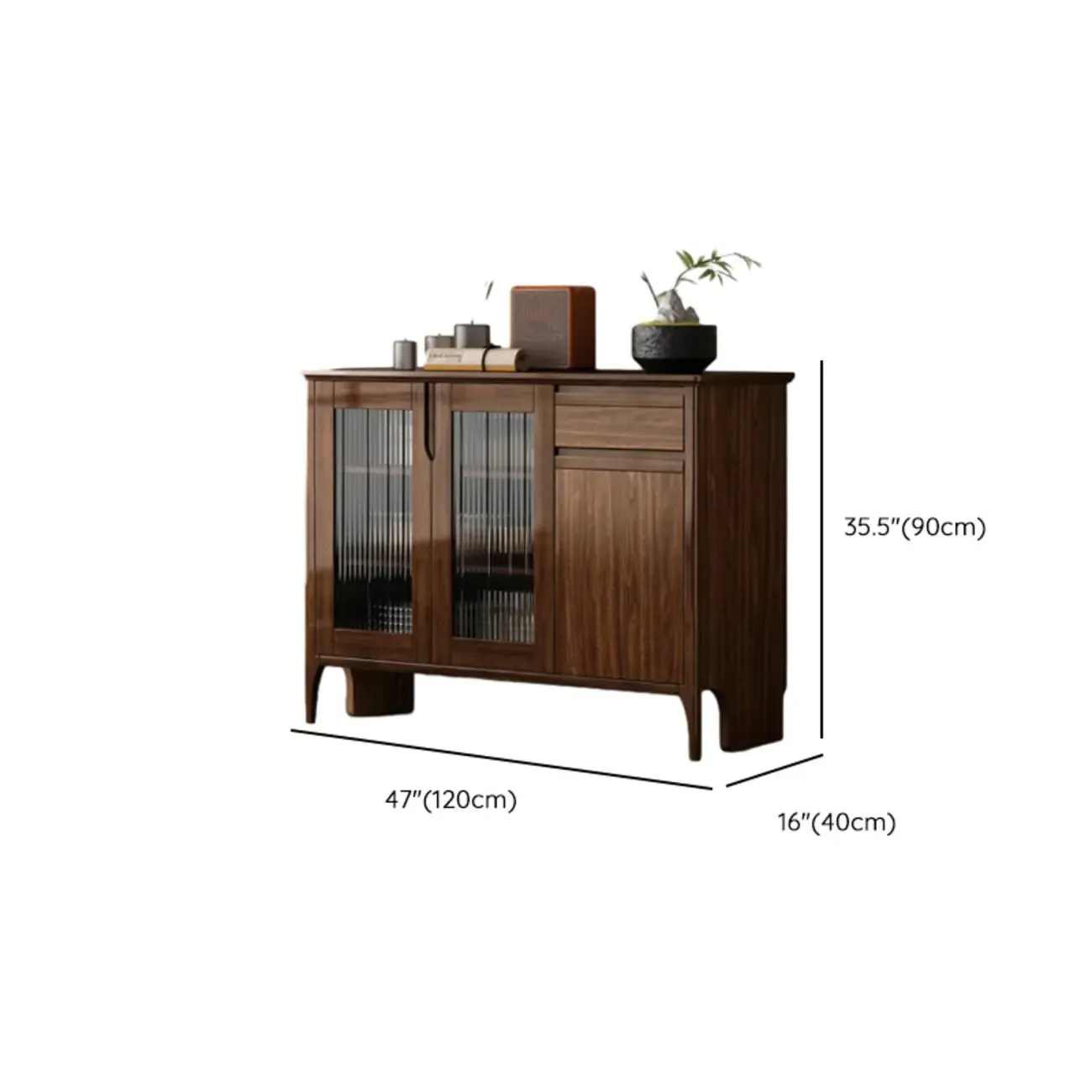 Traditional Freestanding Wooden China Display Cabinet for Living Room #size