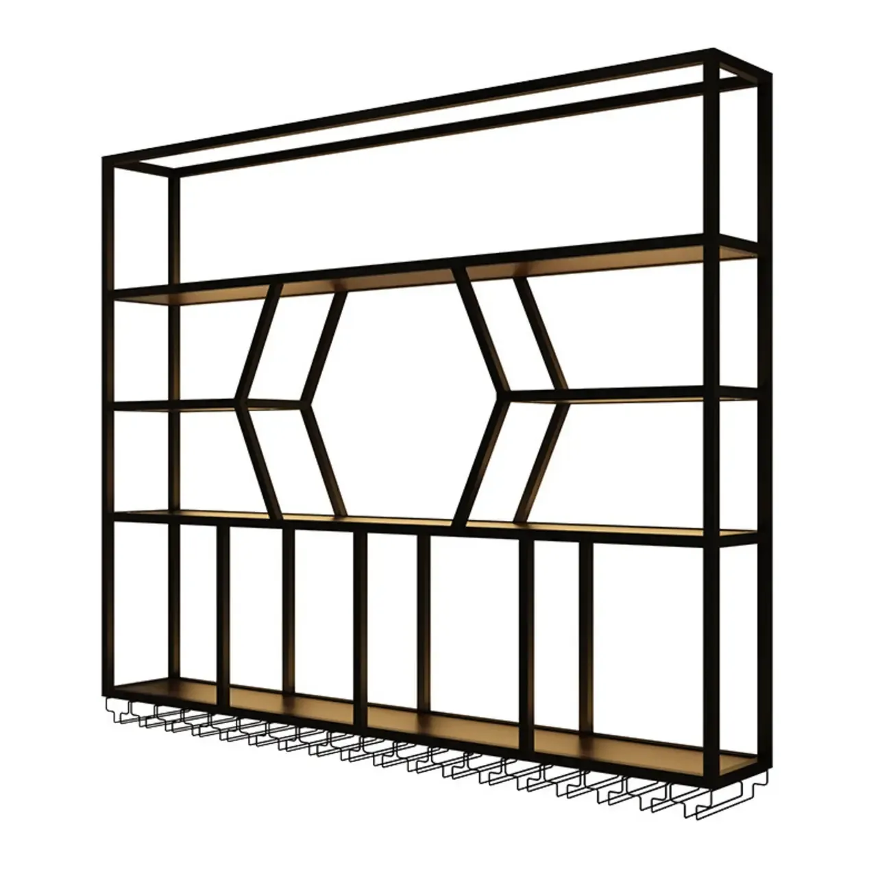 Modern Black Metal Wall-Mounted Wine Rack Display Image - 4