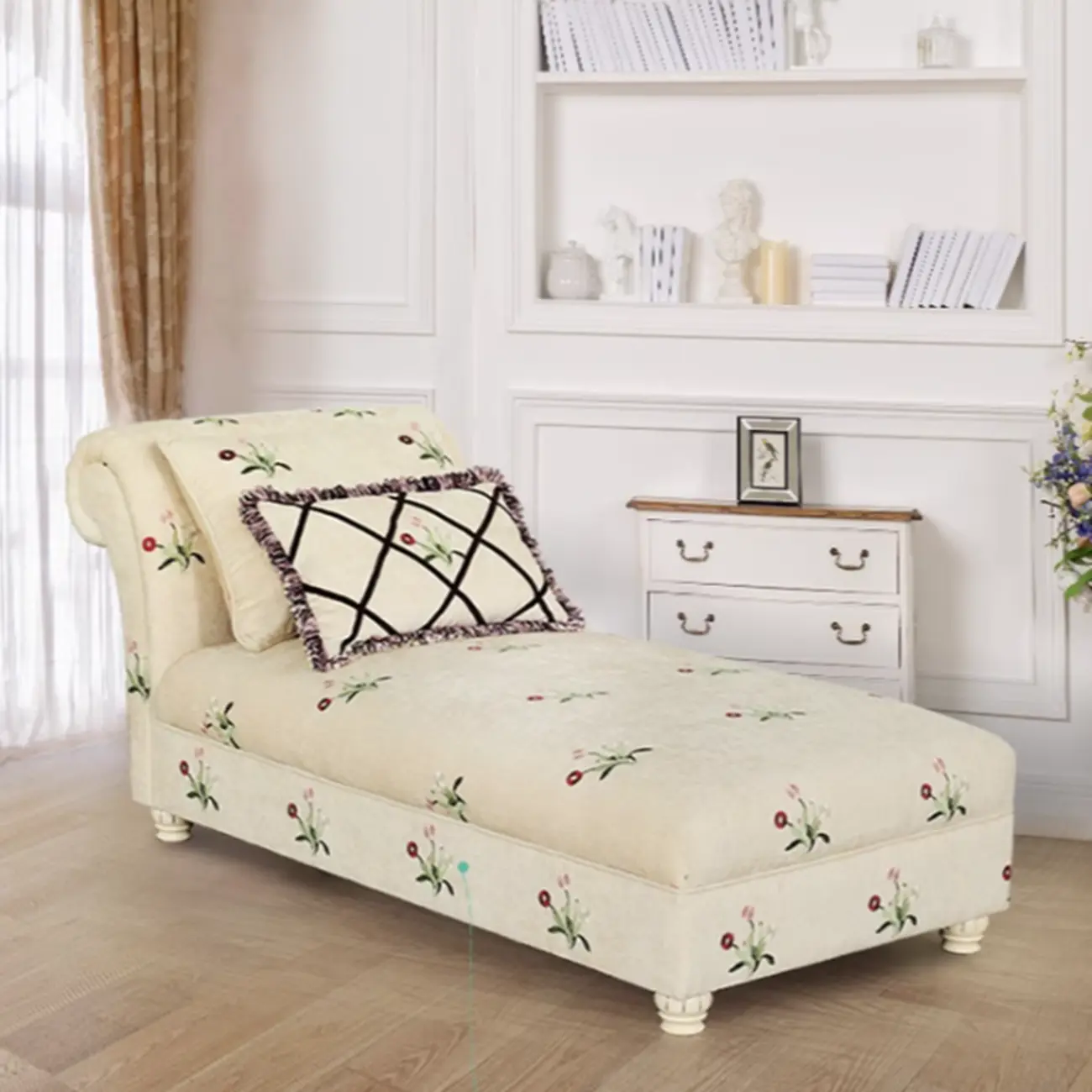 Trendy Floral Chaise Lounge with 2 Pillows Image - 1 | homeyfad